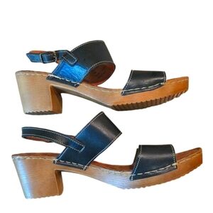 White Mountain Leather Sandals Black‎ & Natural Size 10